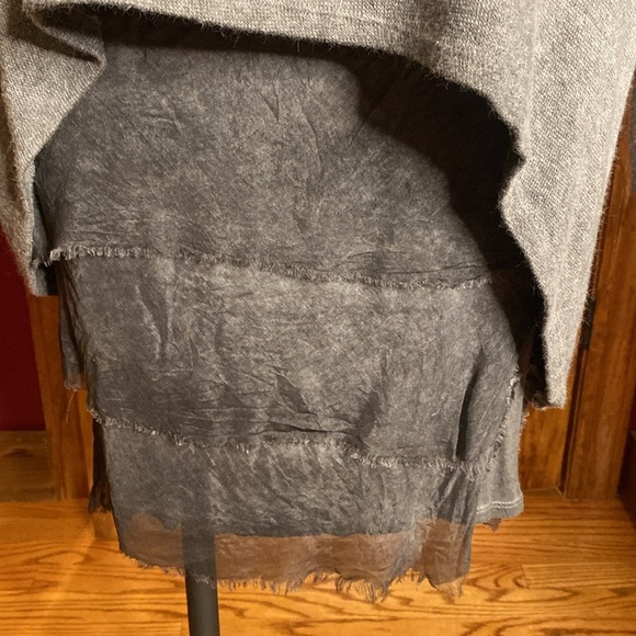 Cashmere Angora Blend Scandal gray sweater dress silk frayed ombré color sz M/L - Picture 6 of 12